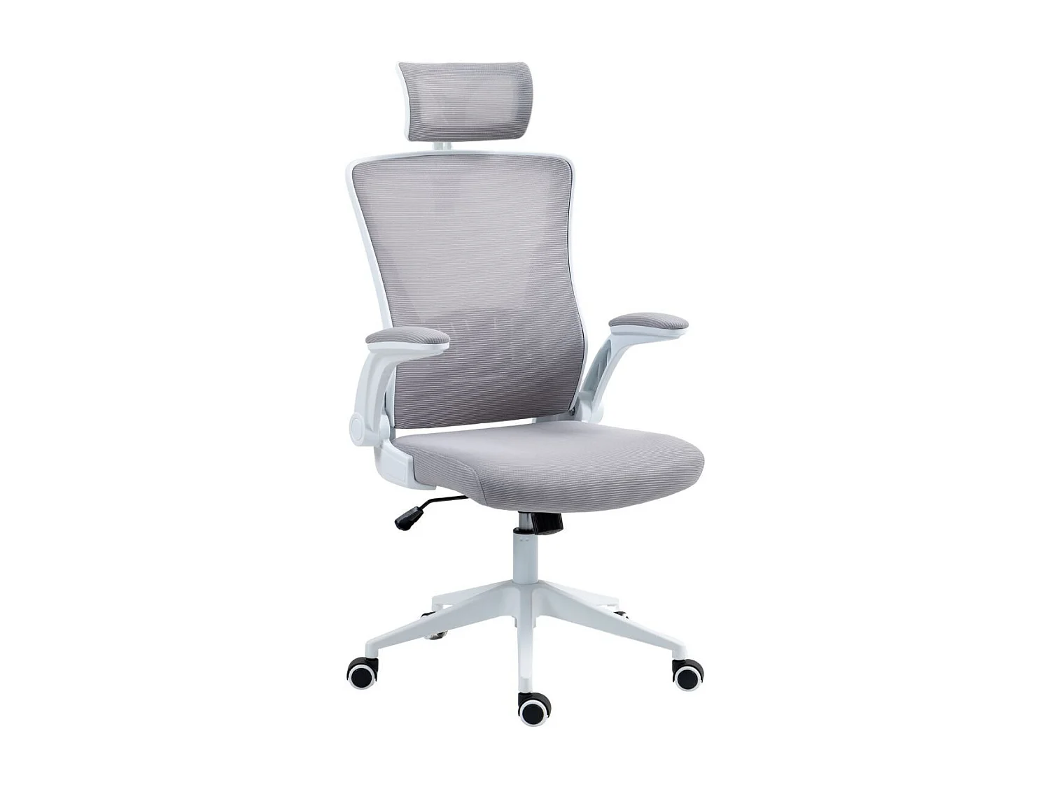 Fauteuil de bureau en maille gris avec appui-tête et accoudoirs réglables  - AXIUM