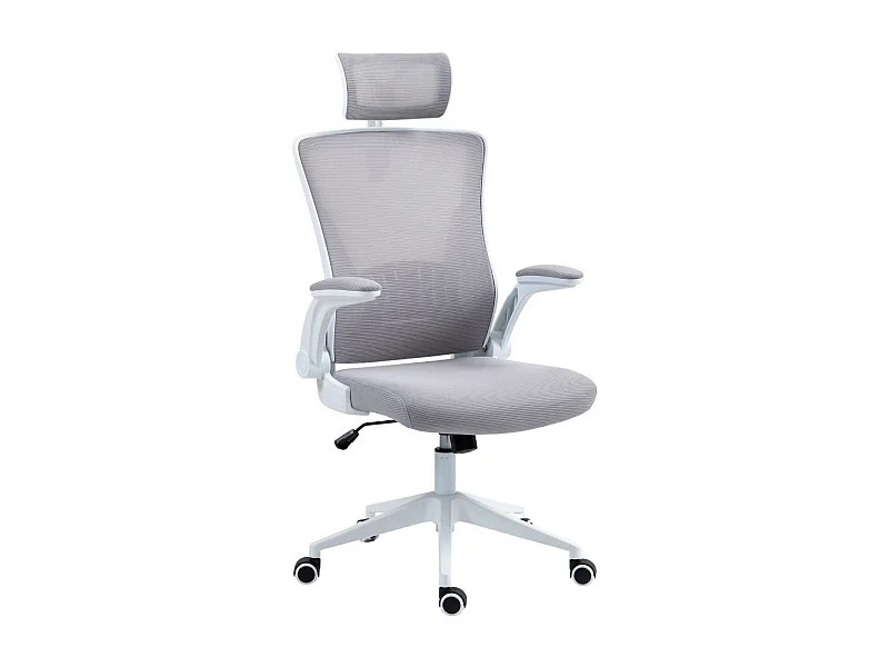 Fauteuil de bureau en maille gris avec appui-tête et accoudoirs réglables  - AXIUM