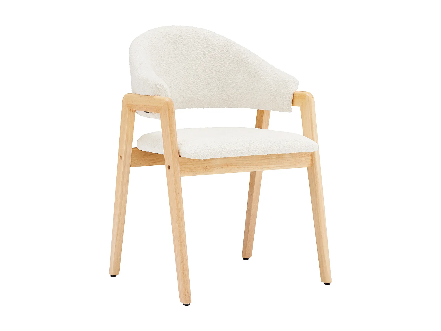 Set aus 6 Esstischstühlen - Kunstwollstoff - Hevea-Holz - moderner Stil - weiß