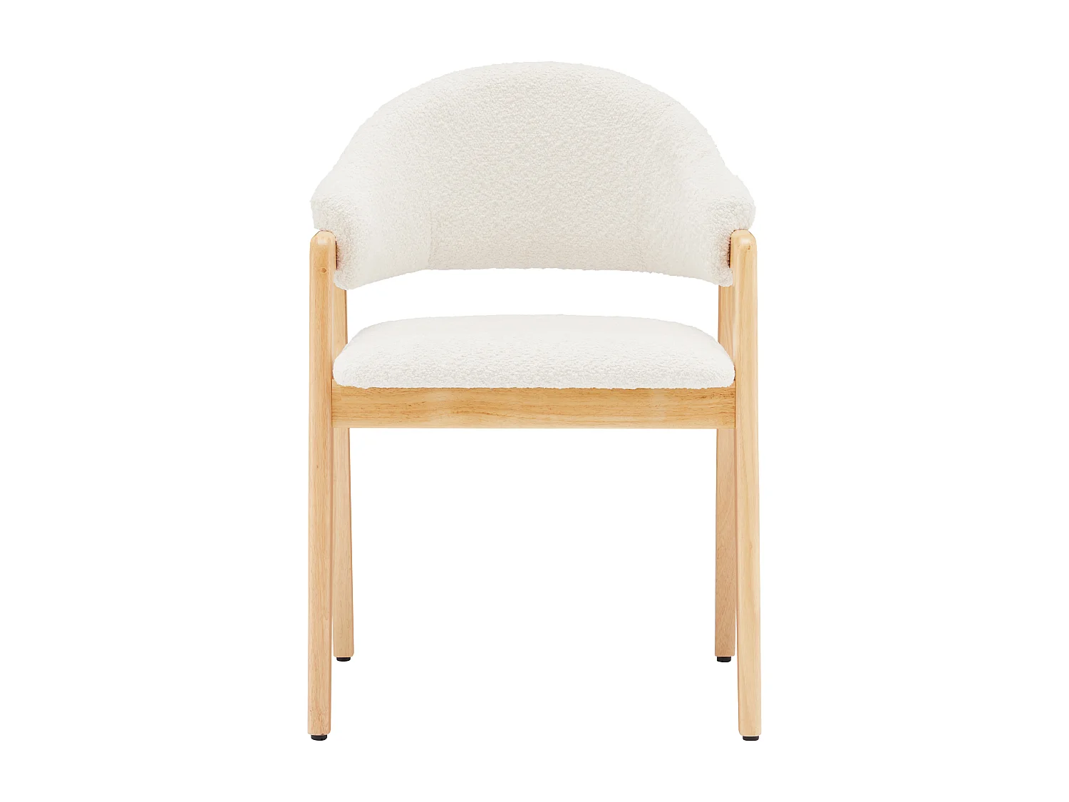 Set aus 6 Esstischstühlen - Kunstwollstoff - Hevea-Holz - moderner Stil - weiß