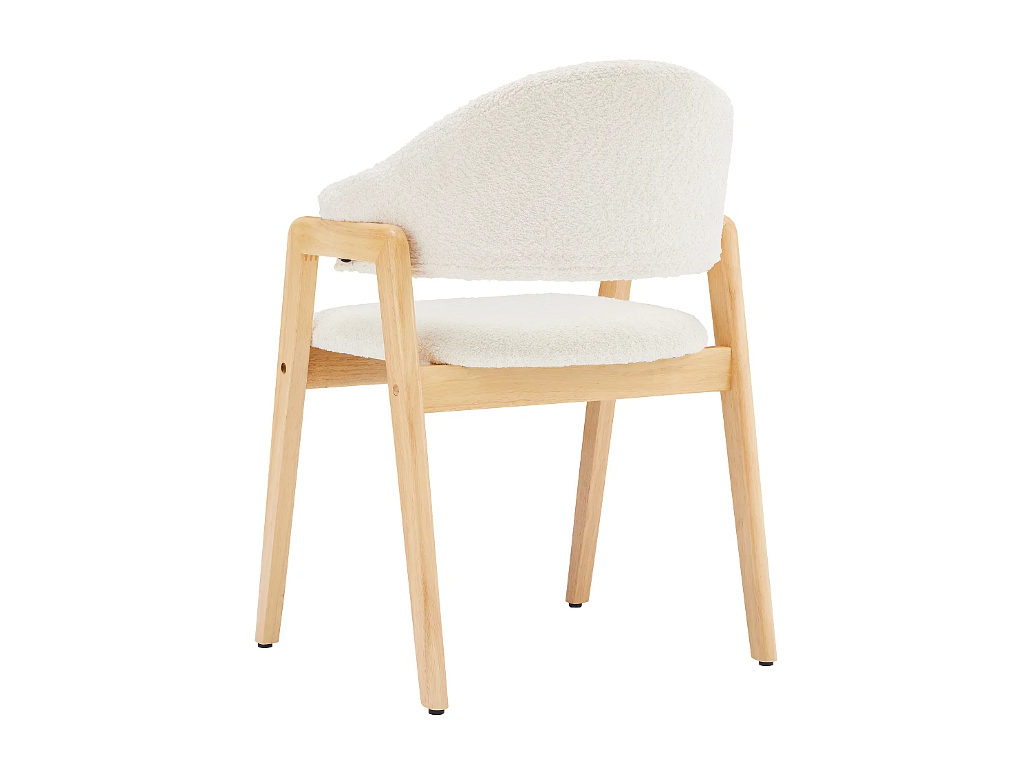 Set aus 6 Esstischstühlen - Kunstwollstoff - Hevea-Holz - moderner Stil - weiß