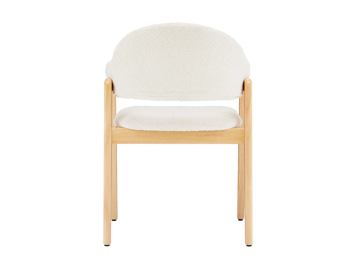 Set aus 6 Esstischstühlen - Kunstwollstoff - Hevea-Holz - moderner Stil - weiß