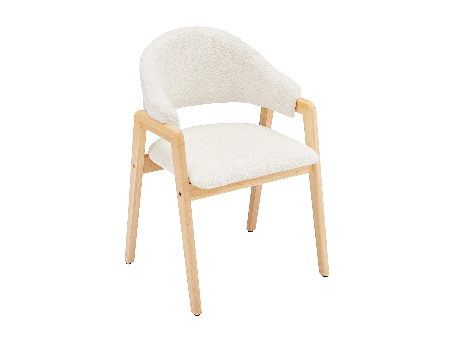 Set aus 6 Esstischstühlen - Kunstwollstoff - Hevea-Holz - moderner Stil - weiß