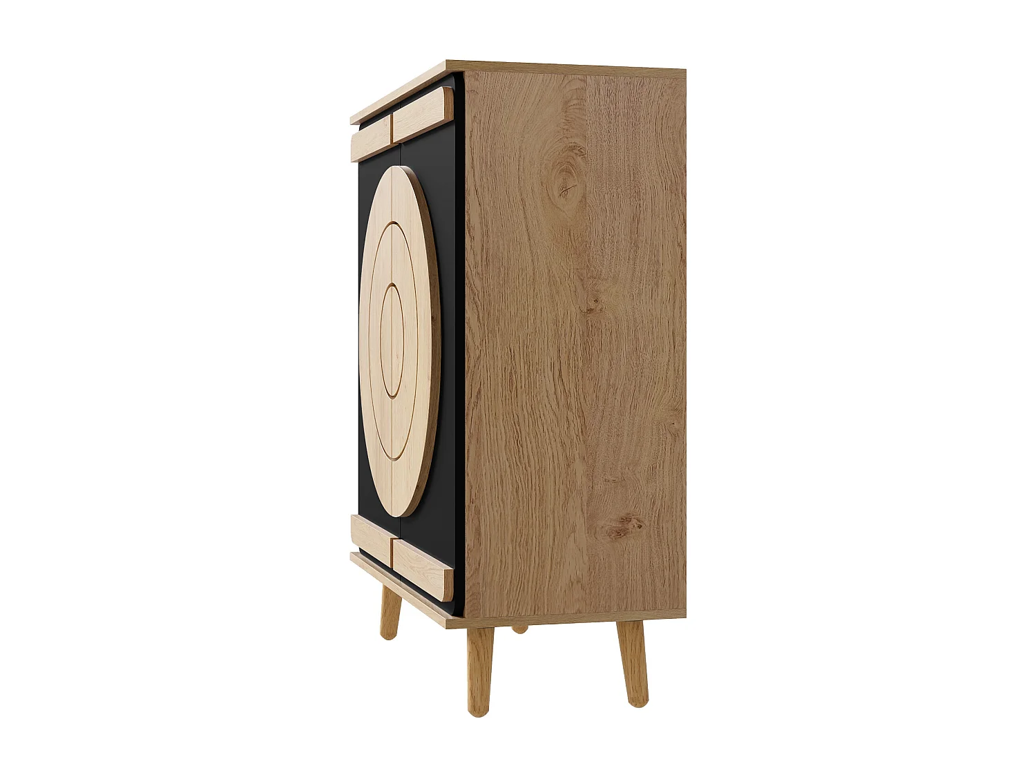 Moderner Schuhschrank 76x37x98,5 cm - mit 2 Türen - Mehrstufiges Aufbewahrungssystem - Holzfüße - Schwarz und natur