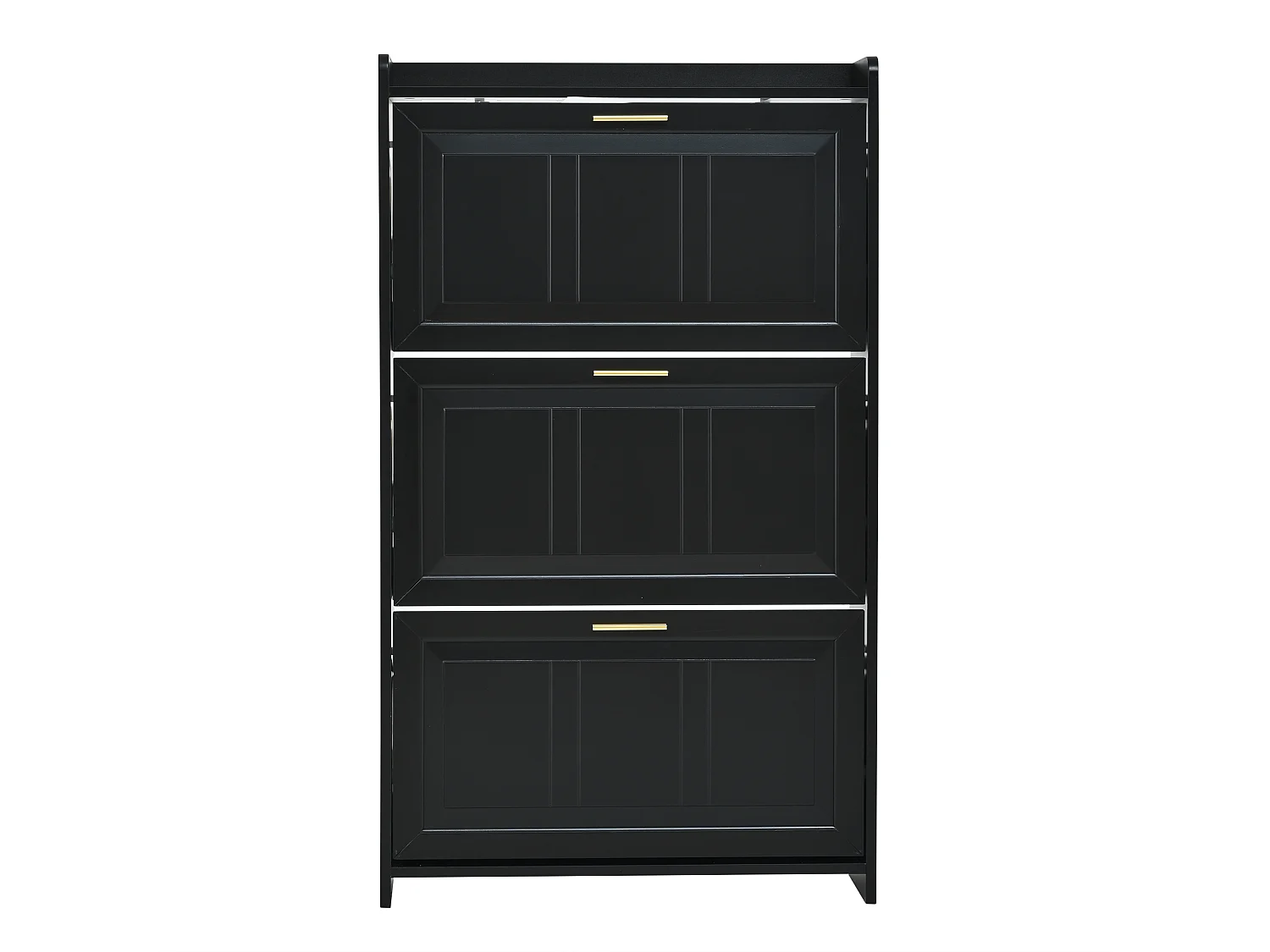 Schuhschrank 70x24x120 cm - 3 Klapptüren - 6 Fächer - MDF und Spanplatten - Schwarz