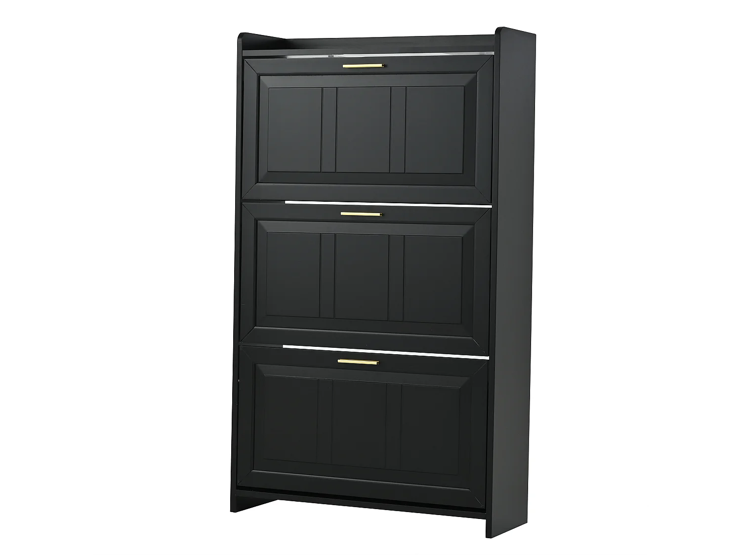 Schuhschrank 70x24x120 cm - 3 Klapptüren - 6 Fächer - MDF und Spanplatten - Schwarz