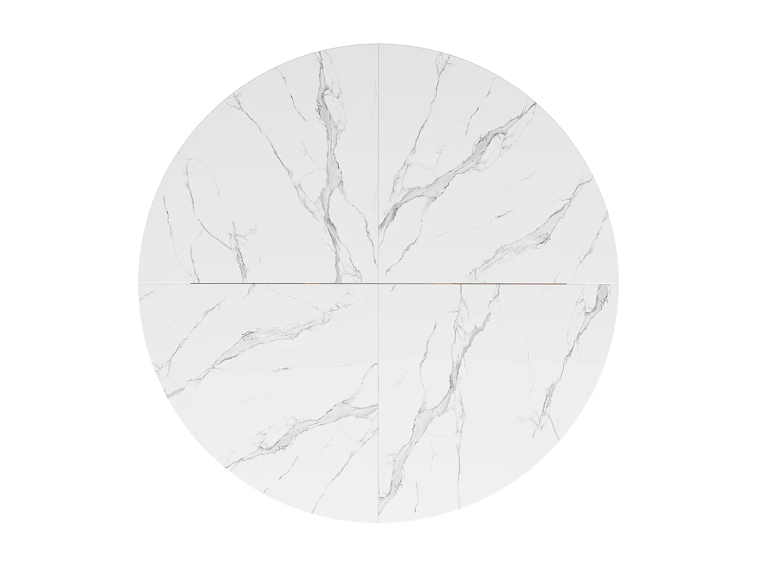 Table à manger ronde pour 4 personnes - 120x120x75cm - avec plateau en bois et pieds en métal - Motif marbre - Blanc