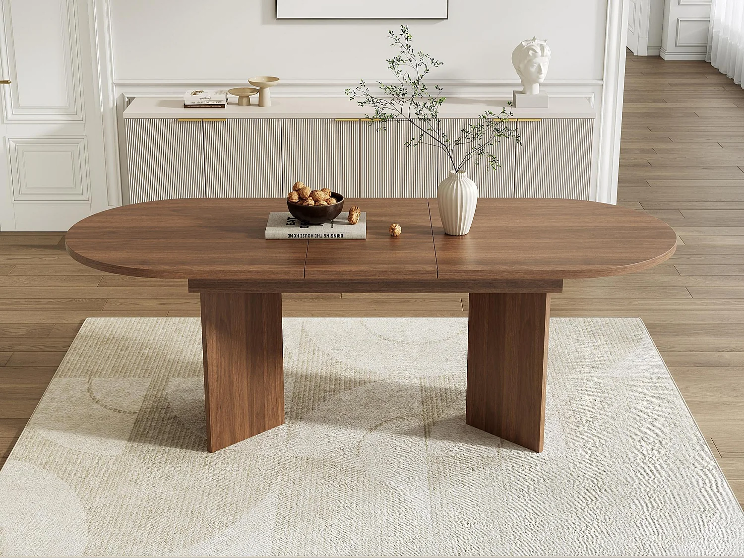 Table à manger extensible 120-160x80x75.5 cm - pour 4-6 personnes - coins arrondis - plateau épais - MDF - marron