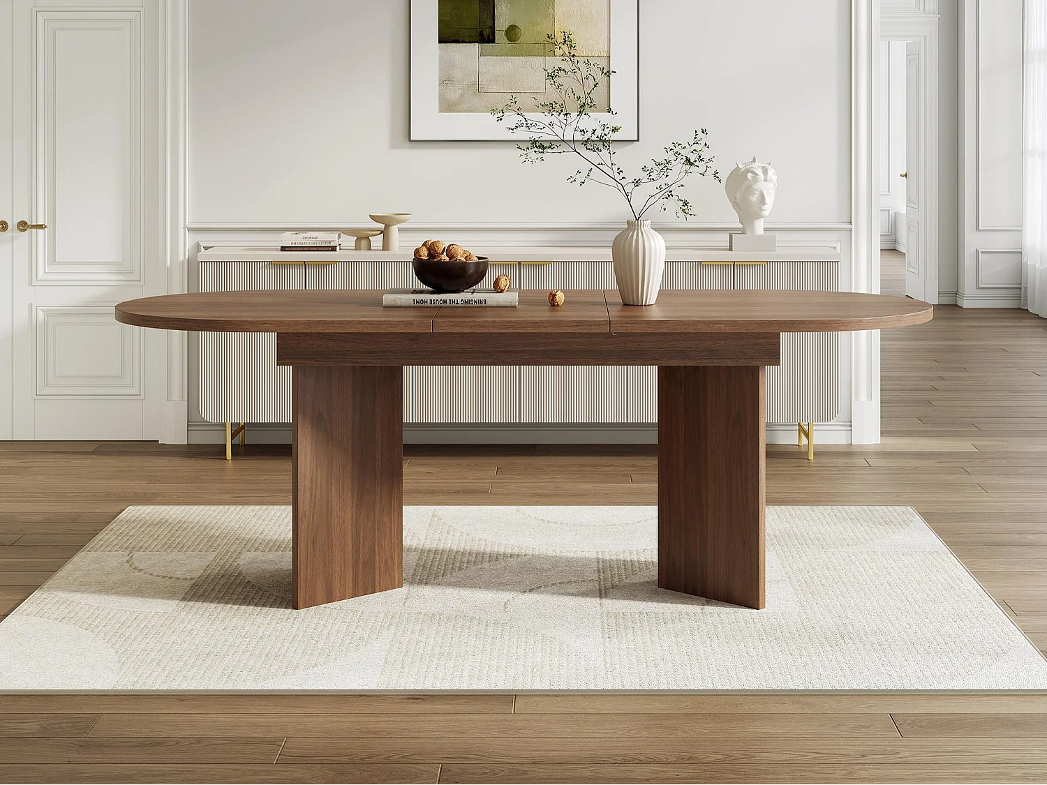 Table à manger extensible 120-160x80x75.5 cm - pour 4-6 personnes - coins arrondis - plateau épais - MDF - marron