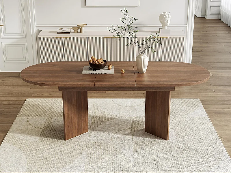 Table à manger extensible 120-160x80x75.5 cm - pour 4-6 personnes - coins arrondis - plateau épais - MDF - marron