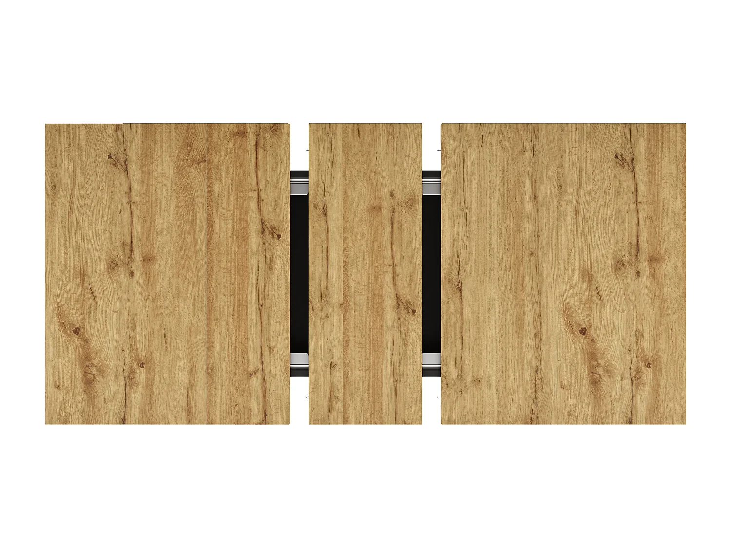 Table à manger extensible (110-140 x 80 cm) - pour 4 à 6 personnes - avec éclairage LED et étagère à snacks - 2 portes - Naturel