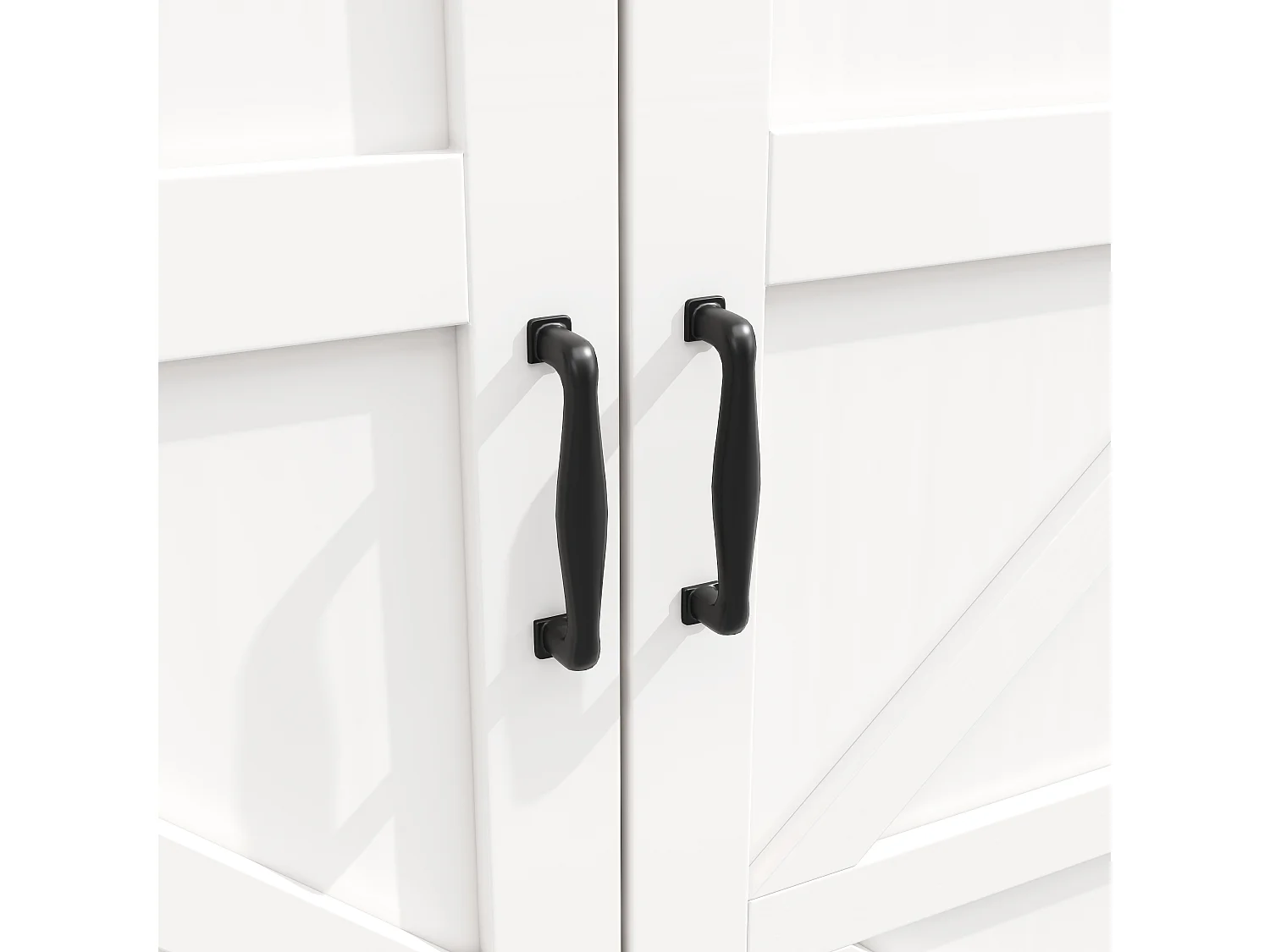 Buffet 160x40x85cm - avec 4 portes 6 étagères de rangement - style campagnard - poignée en métal - blanc