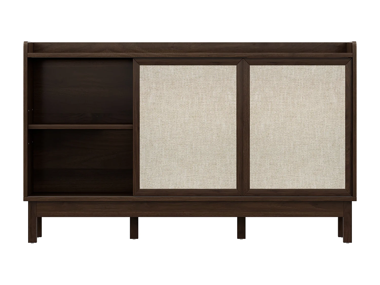 Buffet 150x39.5x80 cm - 2 portes coulissantes et 2 tiroirs - étagères réglables - panneaux de particules - Marron