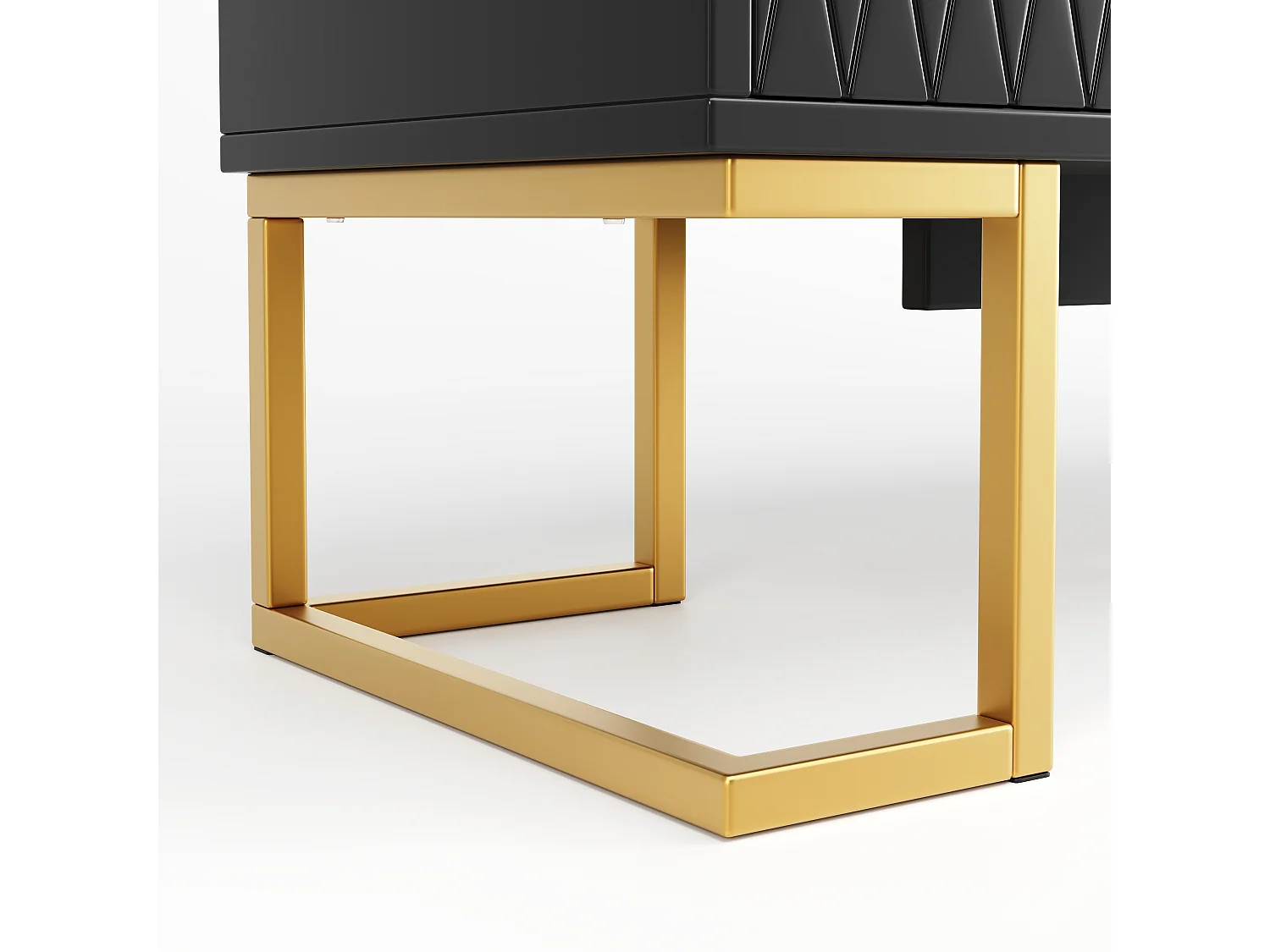 Dressoir 140x40x80cm - met 4 deuren, 6 opbergplanken - Moderne stijl - handgrepen en voet van metaal - Zwart