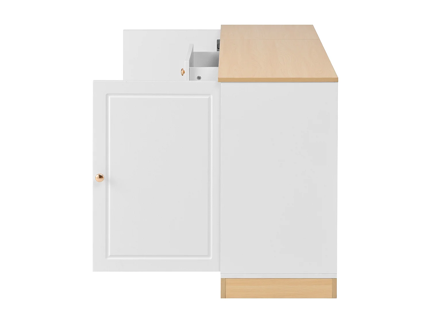 Buffet moderne 135,5x39x76 cm - 3 portes et 2 tiroirs - Large plateau - Étagères réglables - Panneaux de particules - Blanc+naturel