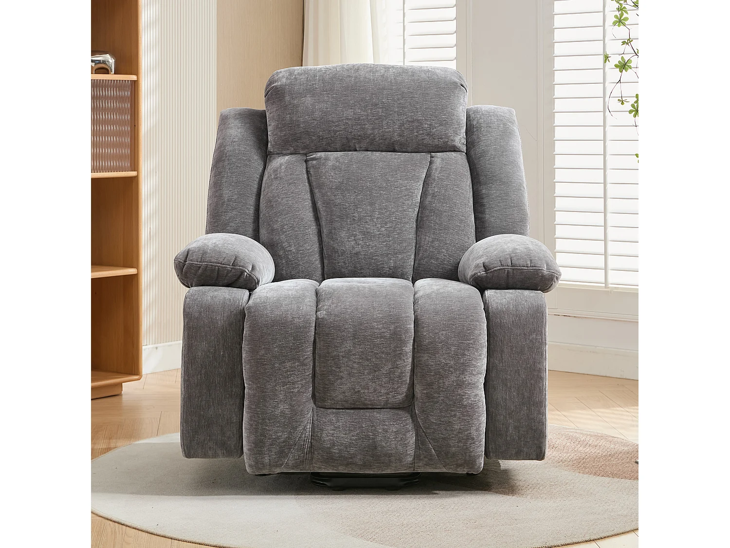 Poltrona massaggiante elettrica regolabile 95x94x107cm - Funzioni massaggio e riscaldamento - Tasche laterali - Portabicchieri e porte USB - Grigio