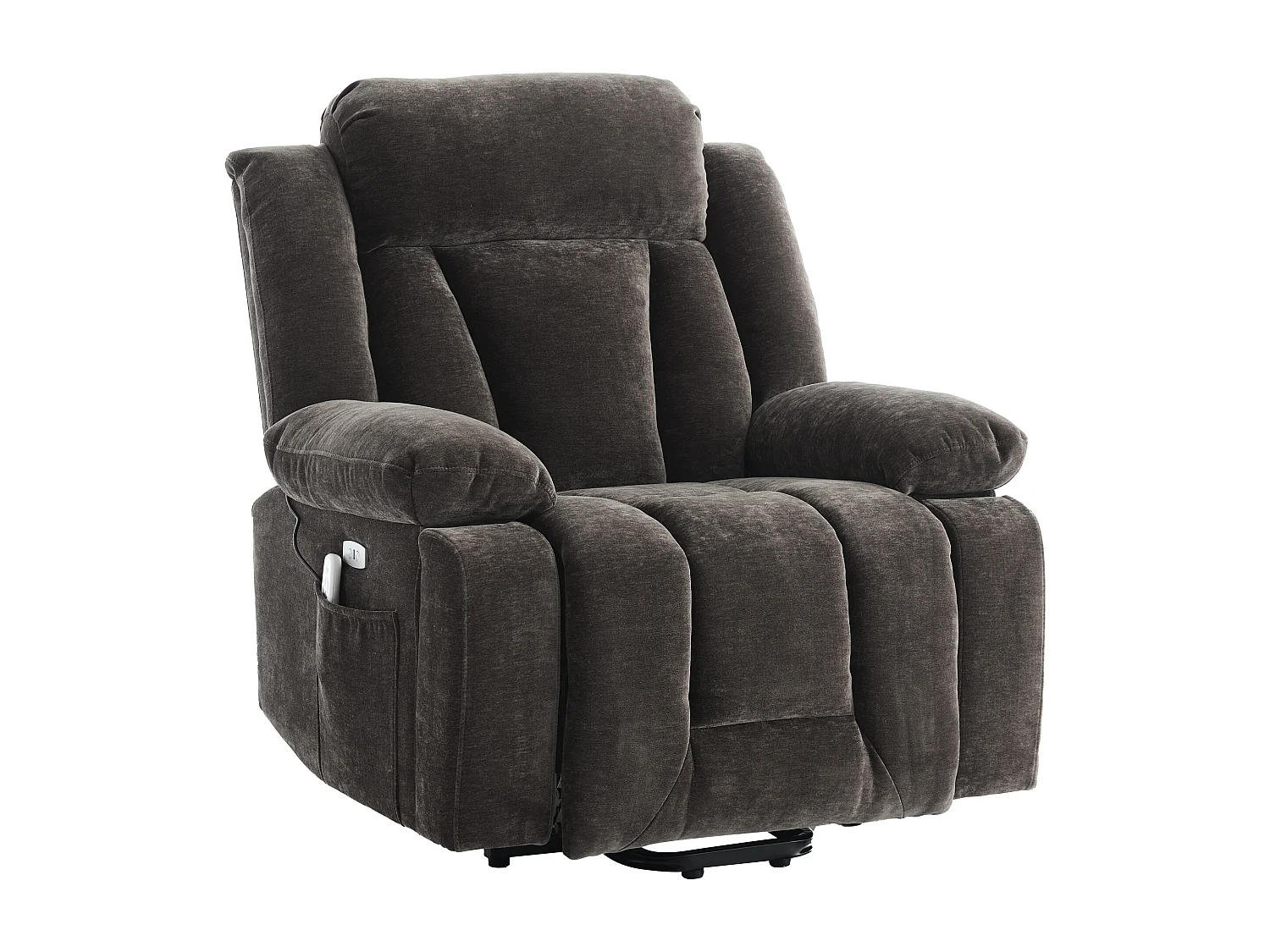 Fauteuil de massage électrique réglable 95x94x107cm - Fonctions massage et chauffage - Poches latérales - Porte-gobelets et ports USB - Marron