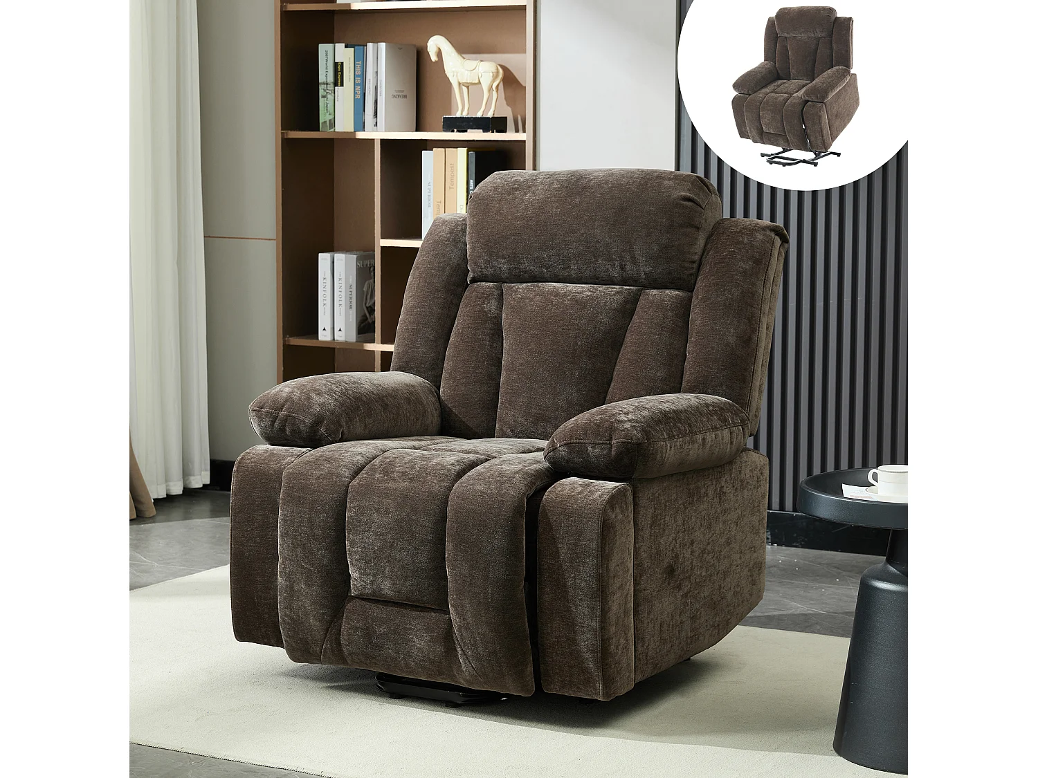 Poltrona massaggiante elettrica regolabile 95x94x107cm - Funzioni massaggio e riscaldamento - Tasche laterali - Portabicchieri e porte USB - Marrone