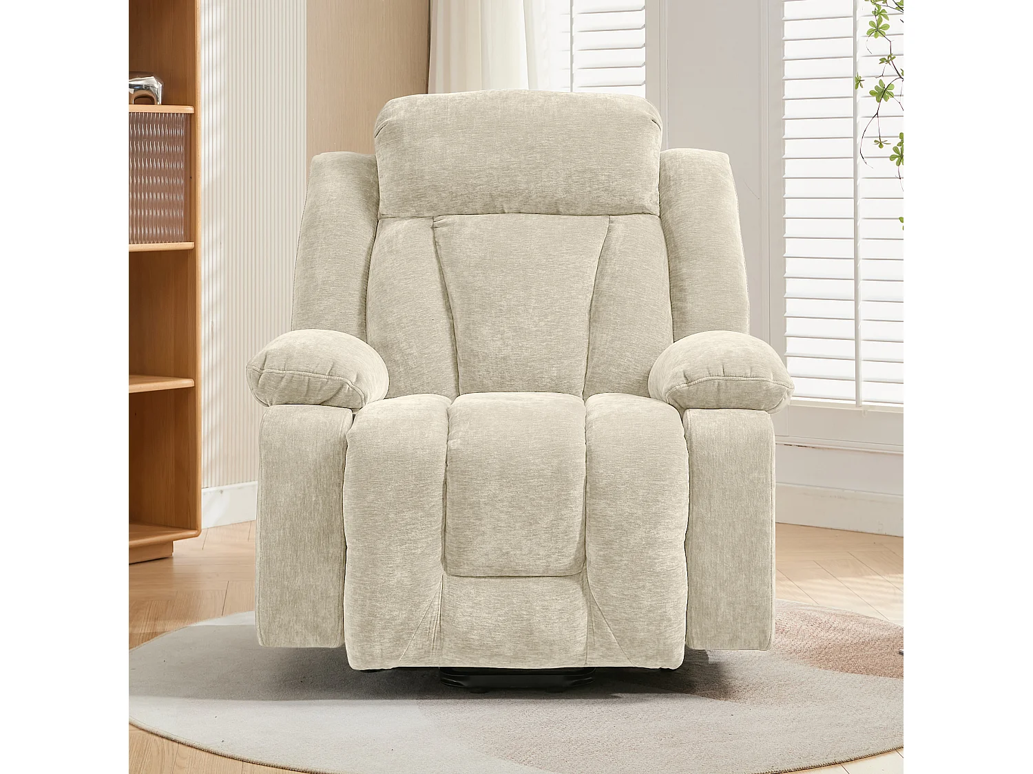 Poltrona massaggio elettrica regolabile 95x94x107cm - Funzioni massaggio e riscaldamento - Tasche laterali - Portabicchieri e porte USB - Beige