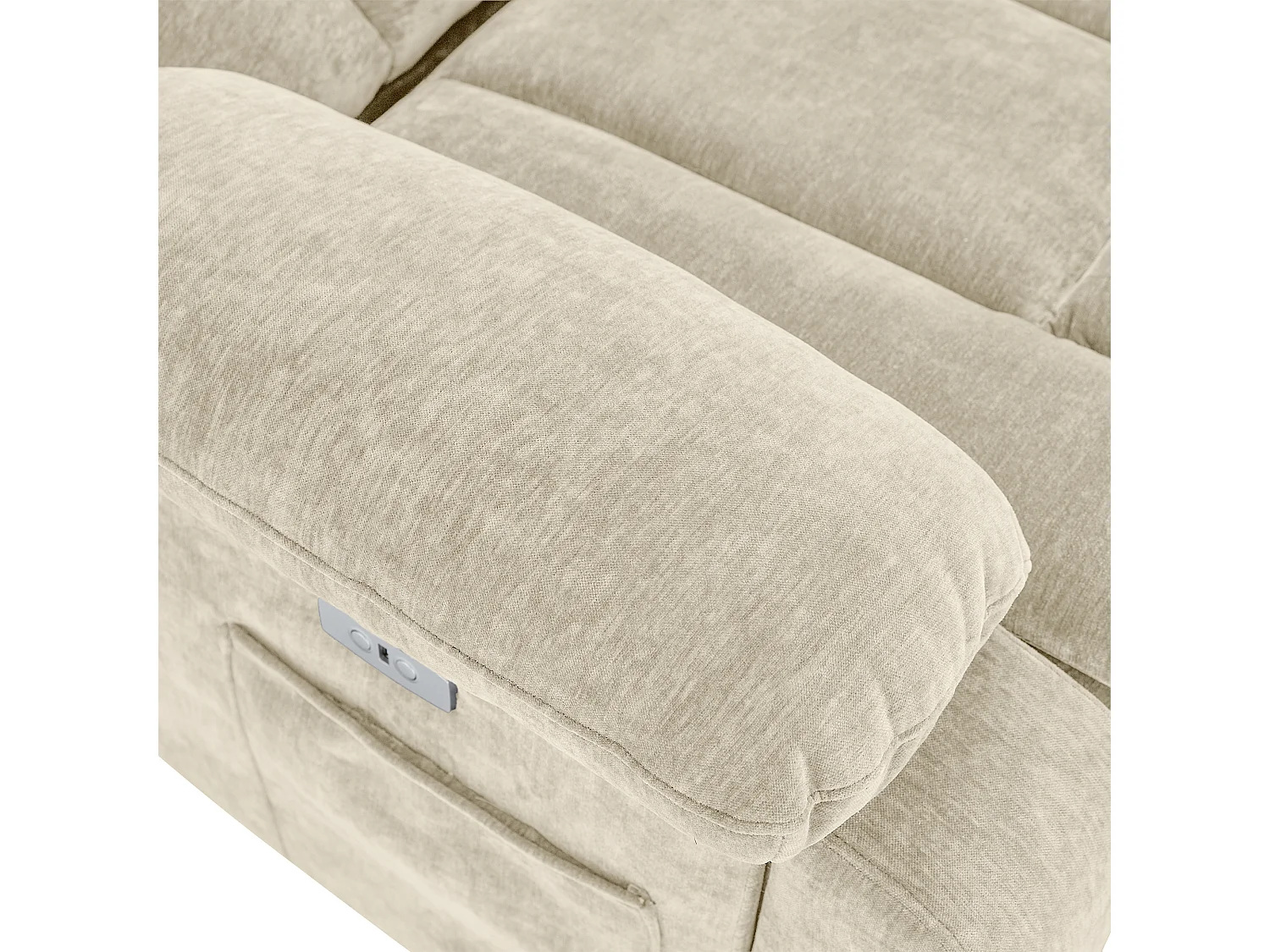 Poltrona massaggio elettrica regolabile 95x94x107cm - Funzioni massaggio e riscaldamento - Tasche laterali - Portabicchieri e porte USB - Beige