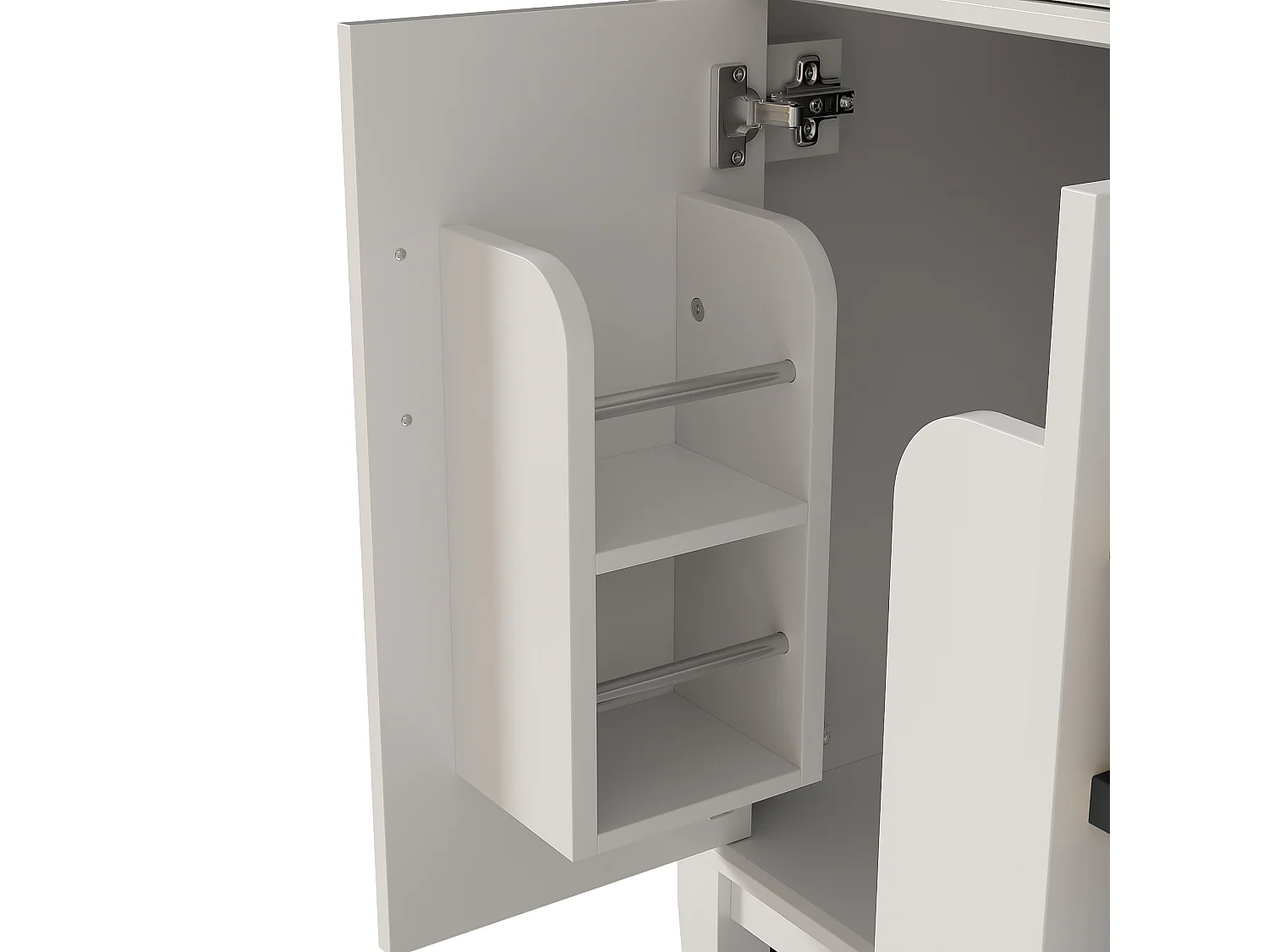 Mueble de baño con lavabo de cerámica 90x46x87 cm - 4 cajones y 3 puertas - Blanco