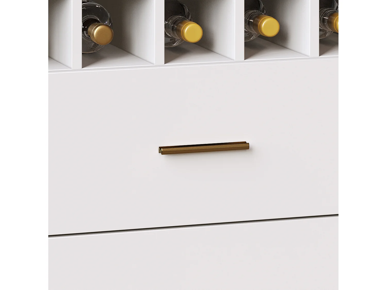 Keuken buffet 120x36x180 cm - 6 deuren en 2 lades - met LED-verlichting en stopcontact - 10 wijnvakken - Wit