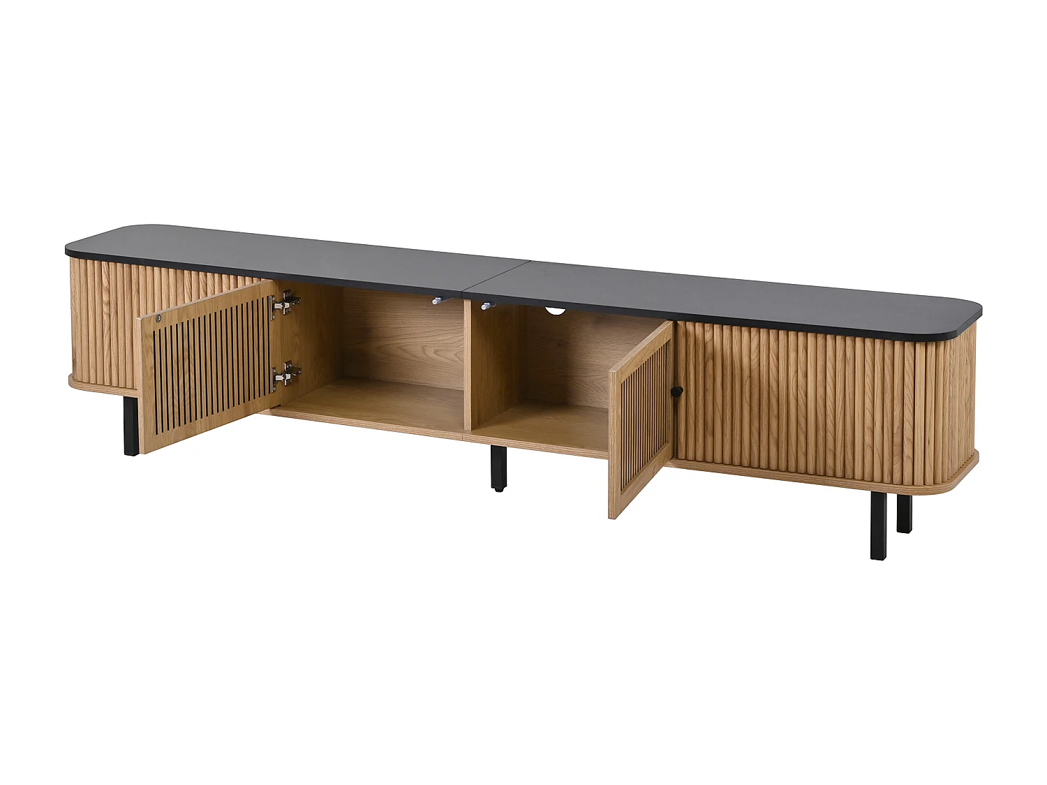 Moderner TV-Schrank 190x35x45 cm - 2 Schiebetüren und 2 Gittertüren - Natur