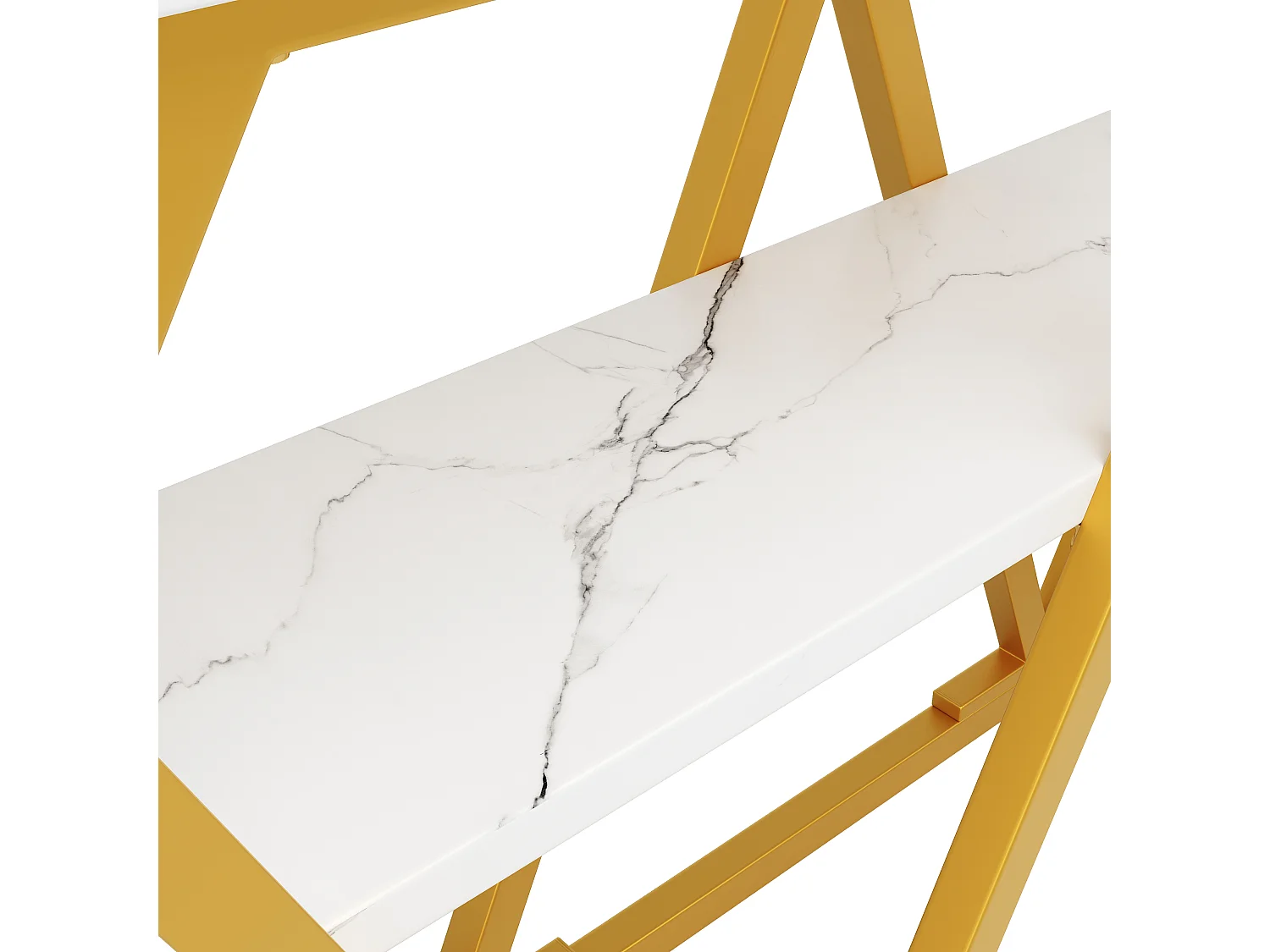 Konsoletisch 120x29,5x80 cm - mit Marmor-Optik-Platte - Metall - Weiß + Gold