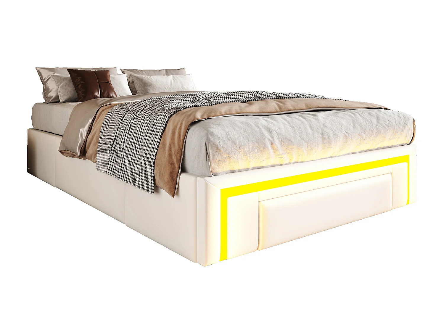 Einzelbett 90x200 cm - mit 2 Schubladen - ohne Kopfteil - mit LED-Beleuchtung - weiß​ (Matratze nicht inbegriffen)