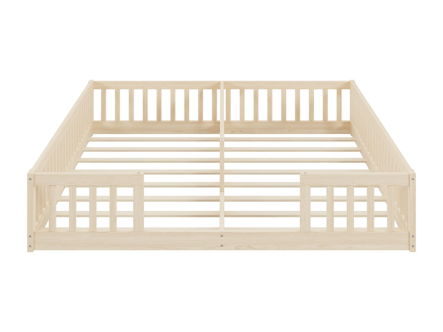 Łóżko dziecięce 90x200 cm - z barierkami bezpieczeństwa - z stelażem lamelowym - z sosny - naturalny​ (materac nie jest wliczony w cenę)