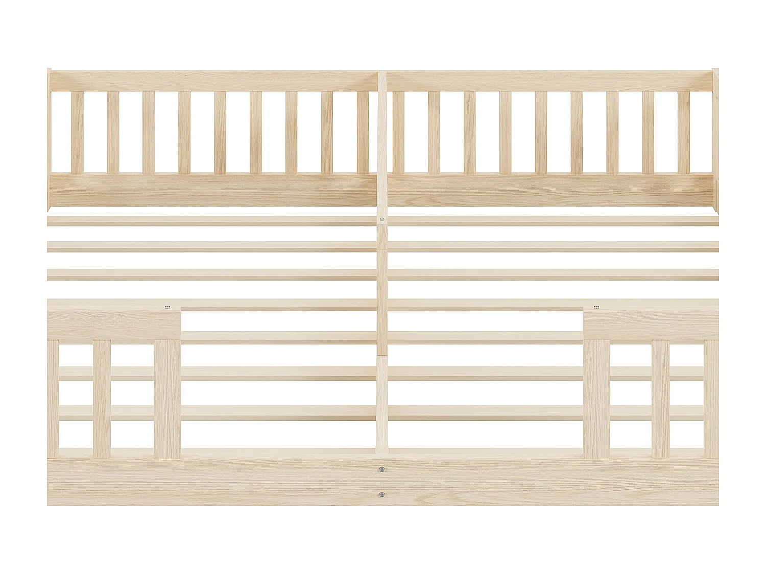 Łóżko dziecięce 90x200 cm - z barierkami bezpieczeństwa - z stelażem lamelowym - z sosny - naturalny​ (materac nie jest wliczony w cenę)