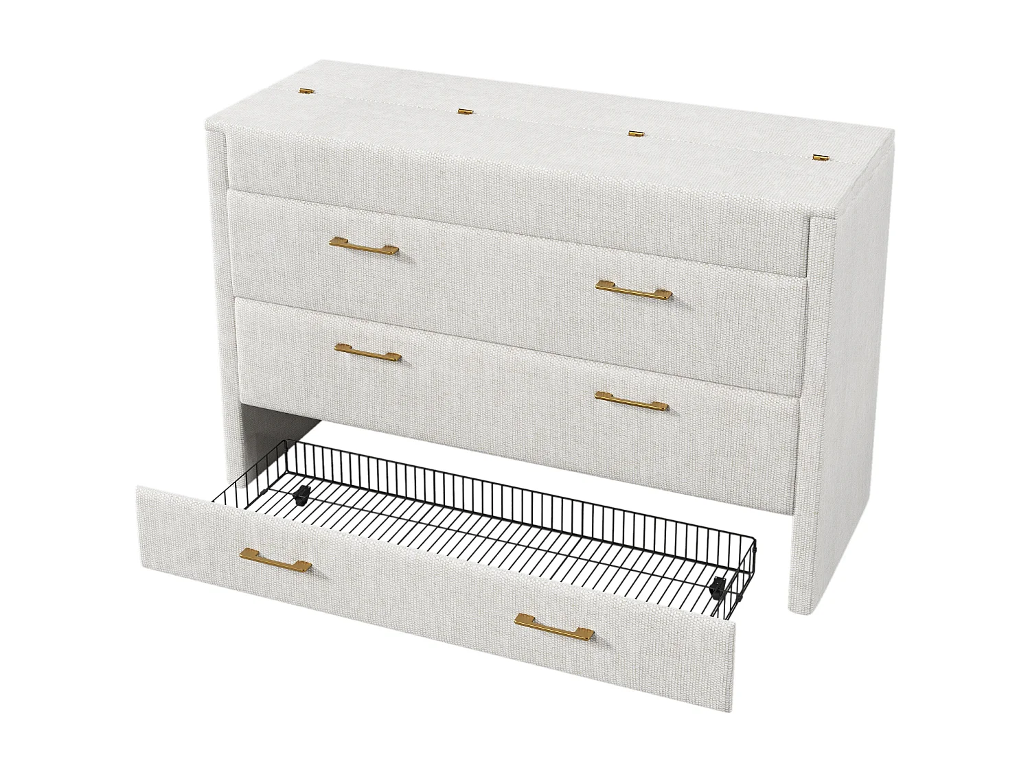 Letto a scomparsa 140x200 cm - 1 cassetto - Scomparto di riporre - Porte USB e Type-C - Bianco​ (materasso non incluso)