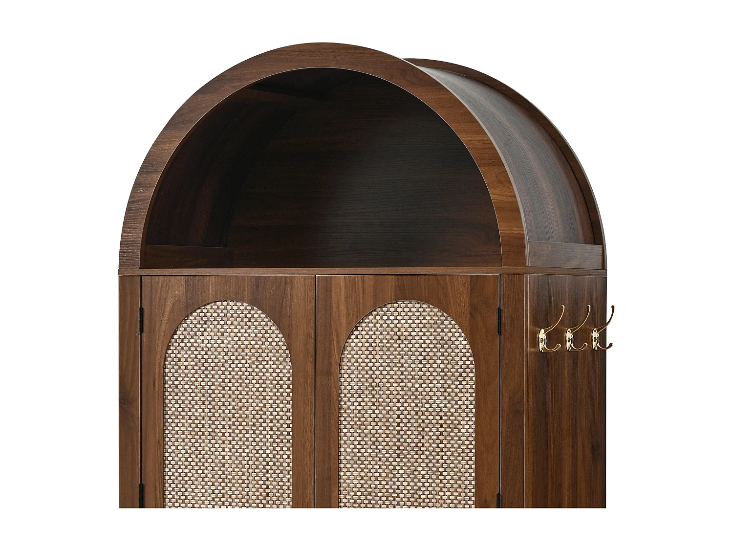 Buffet haute en rotin 80x40x180 cm - 2 tiroirs et 2 portes - Style vintage - avec crochets - Étagères réglables - MDF - Marron