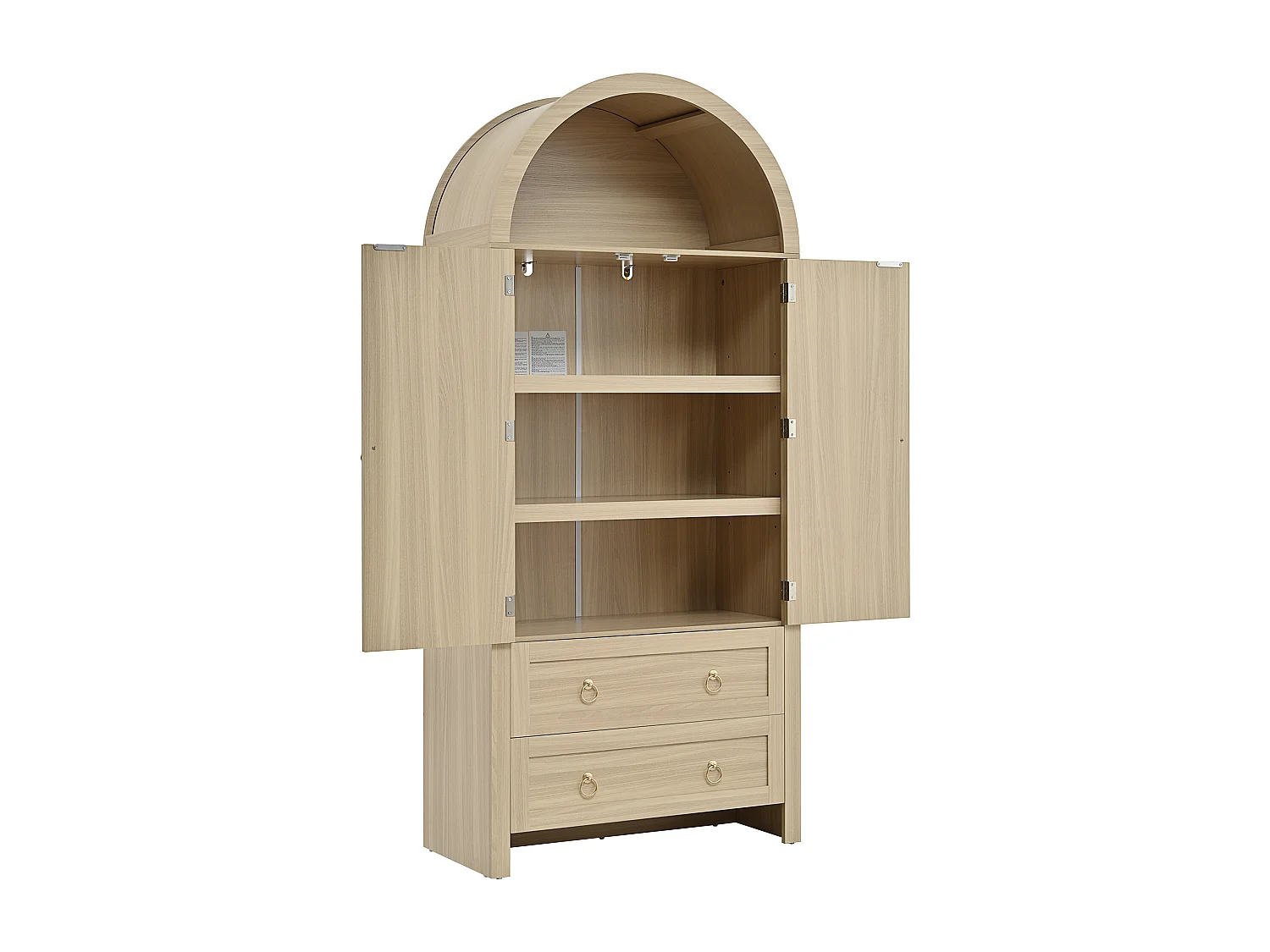 Buffet haute en rotin 80x40x180 cm - 2 tiroirs et 2 portes - Style vintage - avec crochets - Étagères réglables - MDF - Naturel