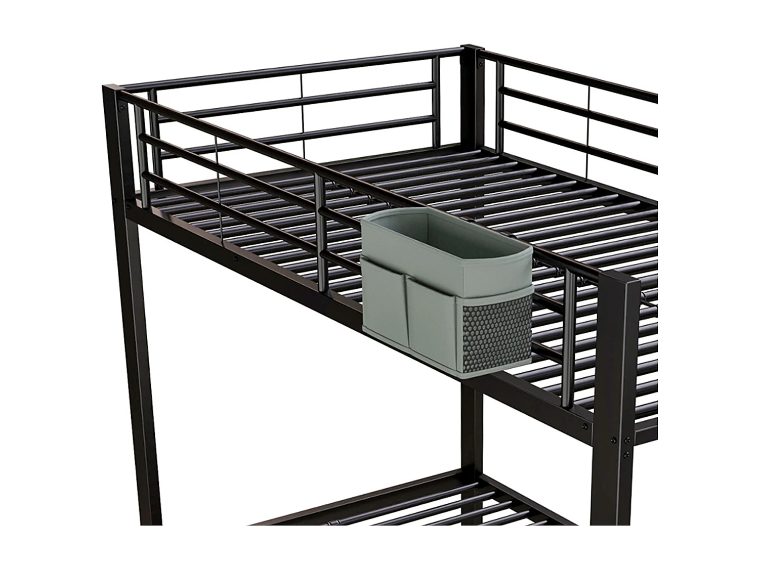 Etagenbett 90x200 + 180x200 cm - Nestbett - Aufbewahrungsbeutel - Sicherheitsleiter - Schwarz​ (Matratze nicht inbegriffen)