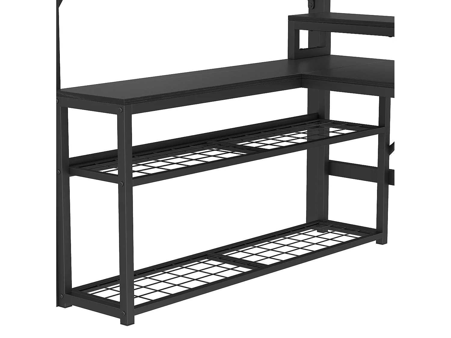 Lit mezzanine 140x200 cm - avec escalier de sécurité - avec bande lumineuse LED + bureau - avec port USB - noir (matelas non inclus)