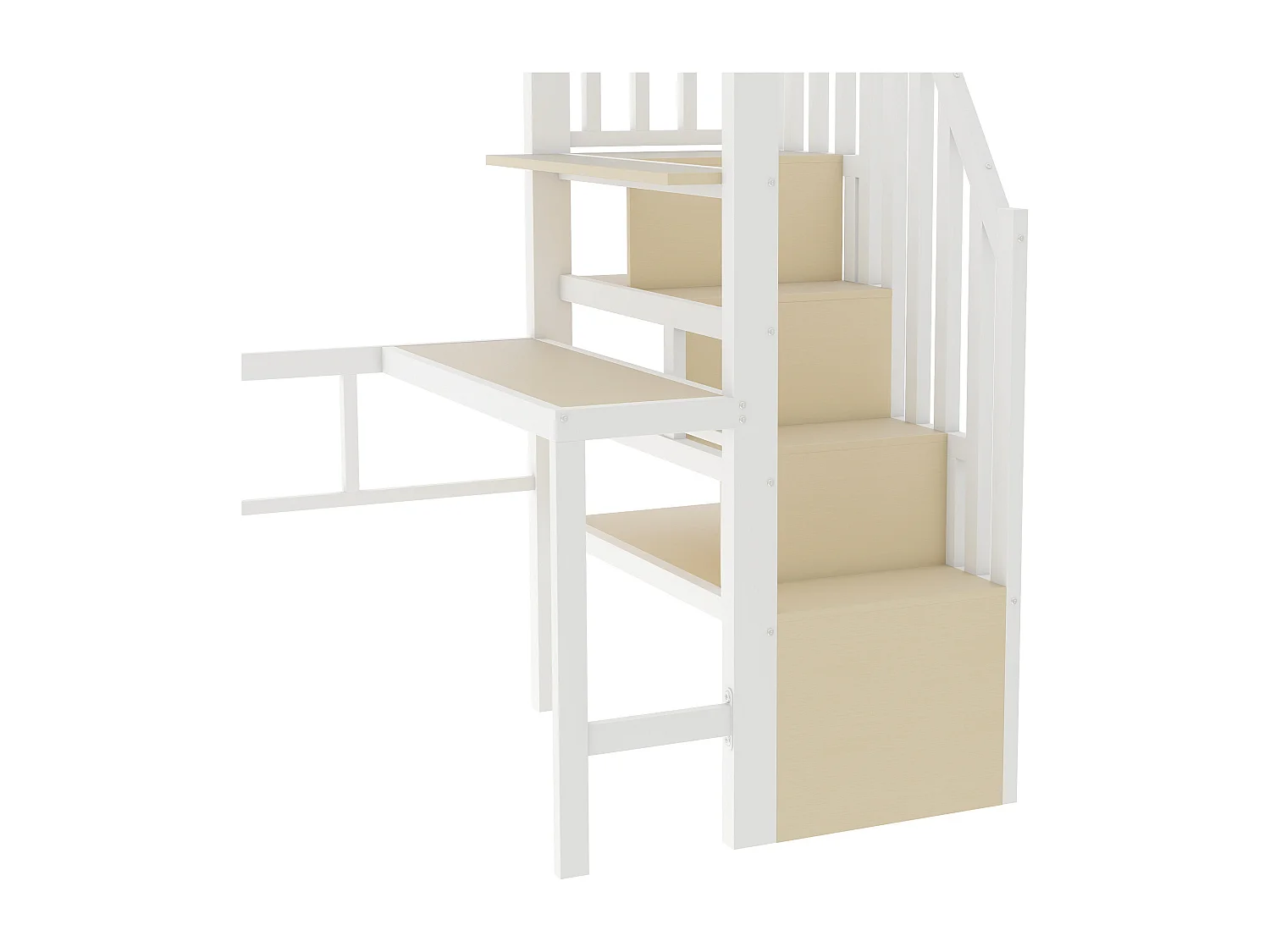 Letto soppalcato 90x200 cm - con scrivania + scomparti di riporre - con striscia luminosa LED - con scala - Bianco​ (materasso non incluso)