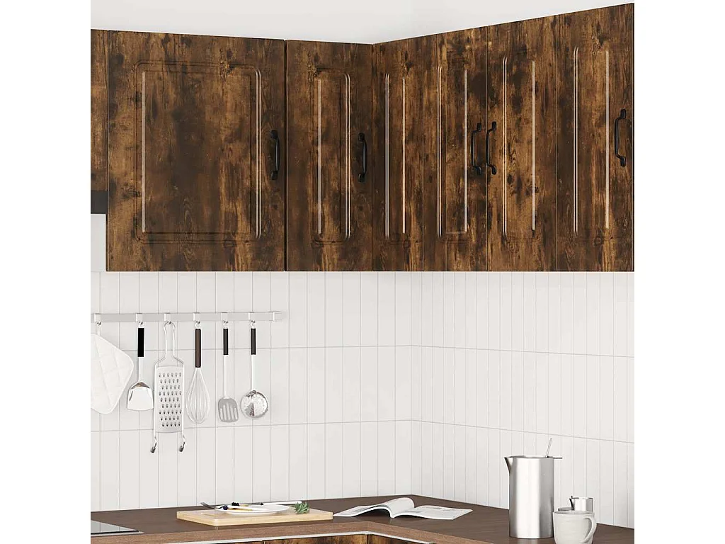 Meuble murale d'angle de cuisine chêne fumé