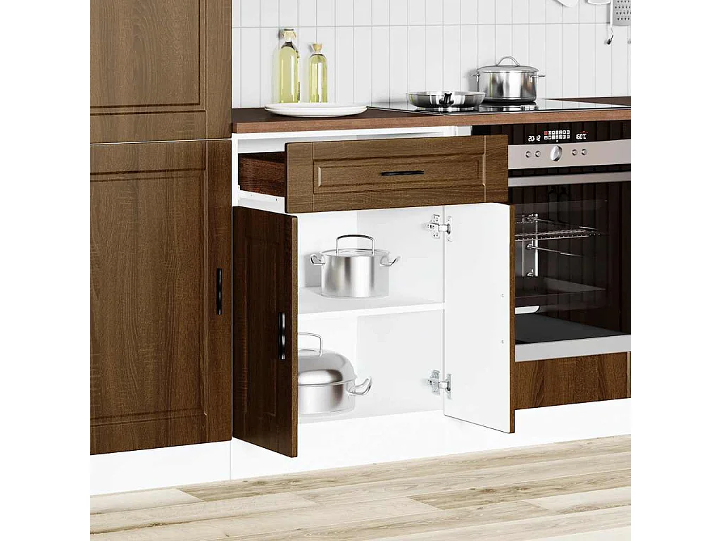 Meuble de cuisine chêne marron bois d'ingénierie