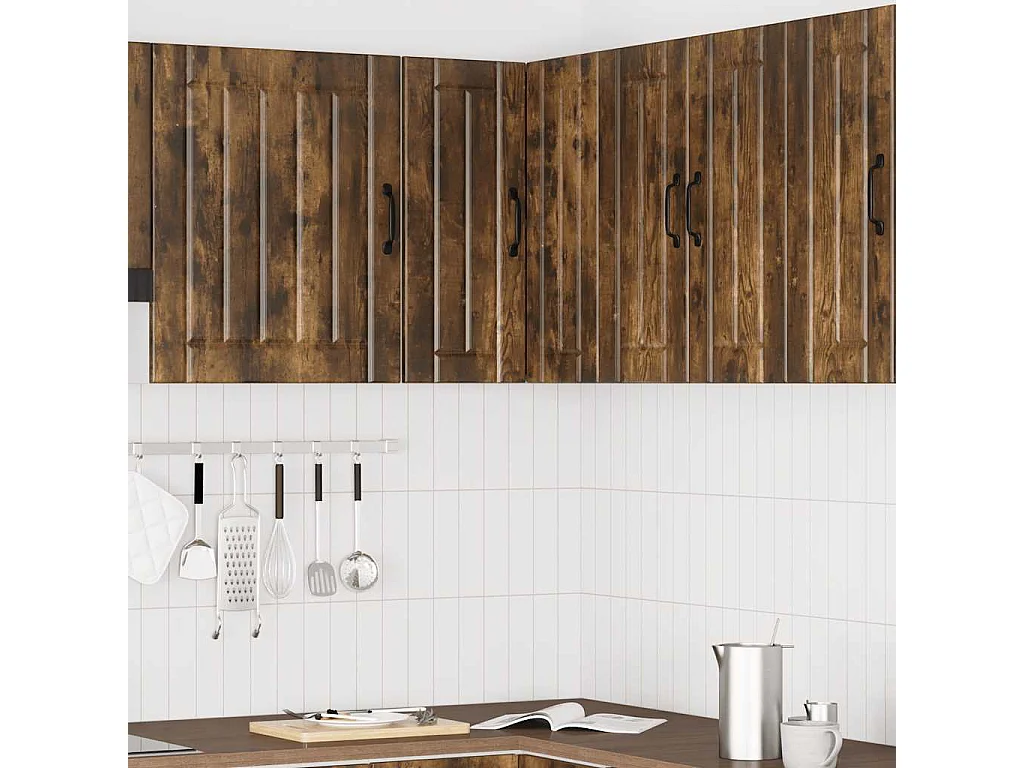 Meuble d'angle murale de cuisine chêne fumé