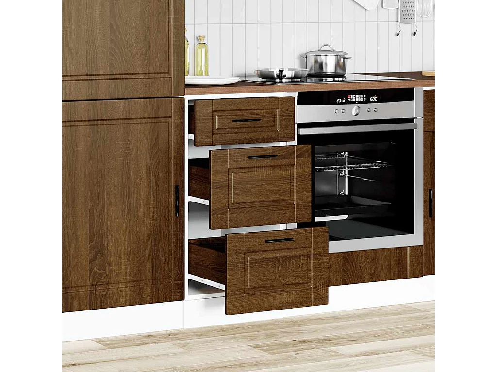 Meuble de cuisine chêne marron bois d'ingénierie