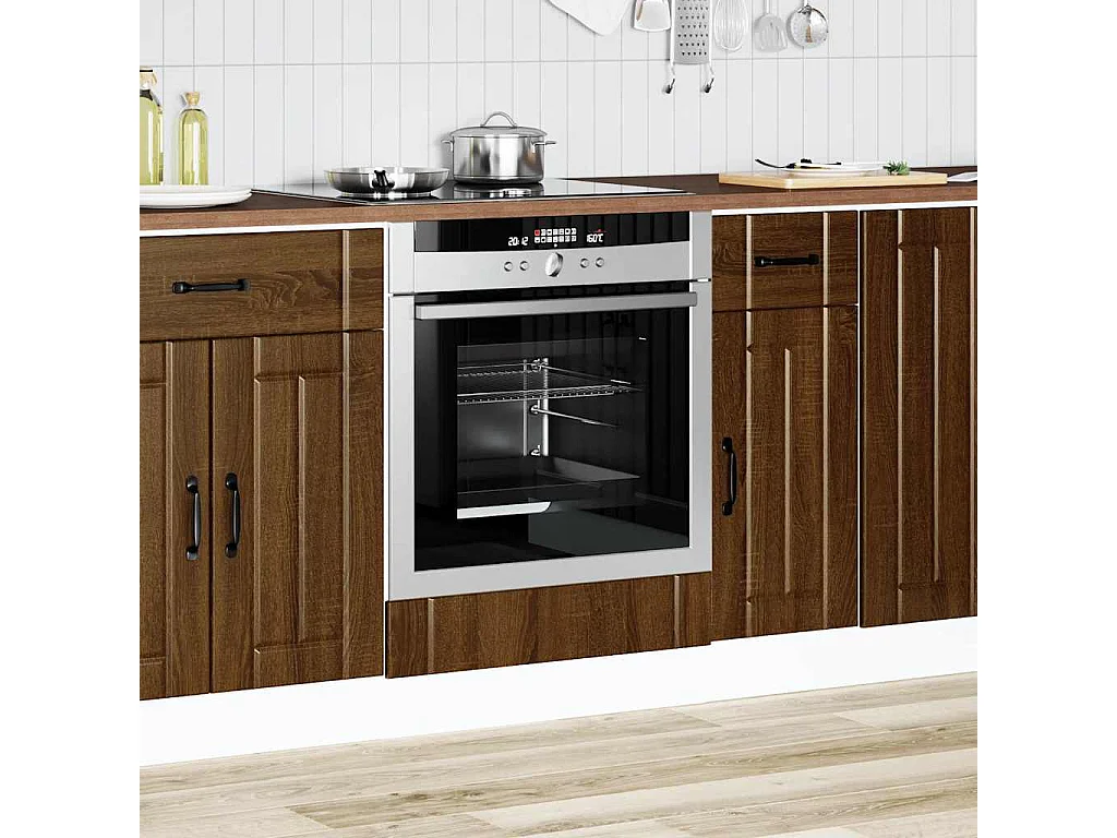 Meuble de four chêne marron bois d'ingénierie