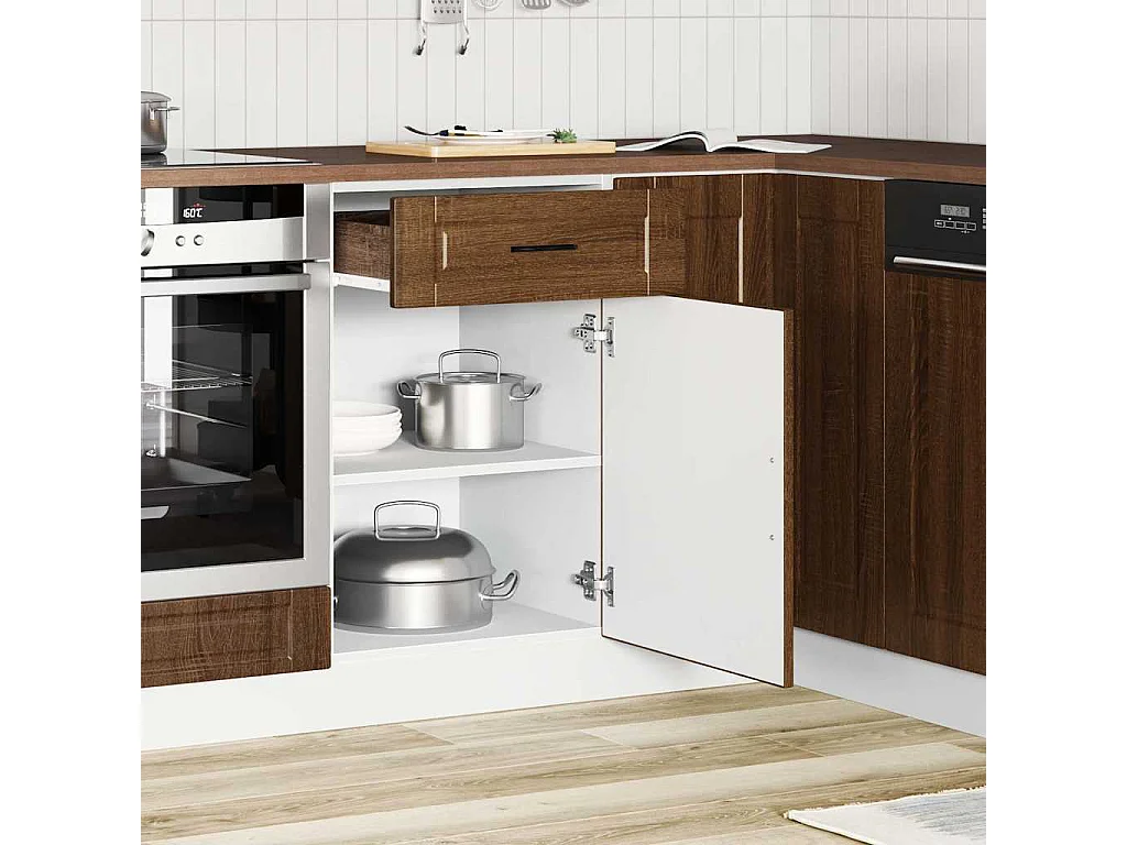 Meuble de cuisine chêne marron bois d'ingénierie