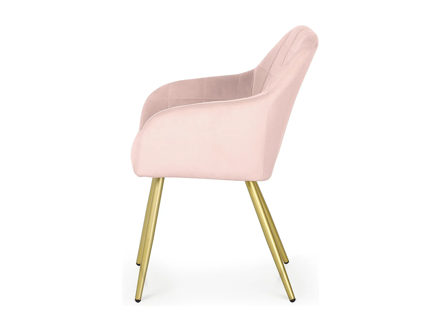 Lot de 2 Chaises rembourrées à surpiqûres carrées LUXANO Rose Poudré pieds dorés