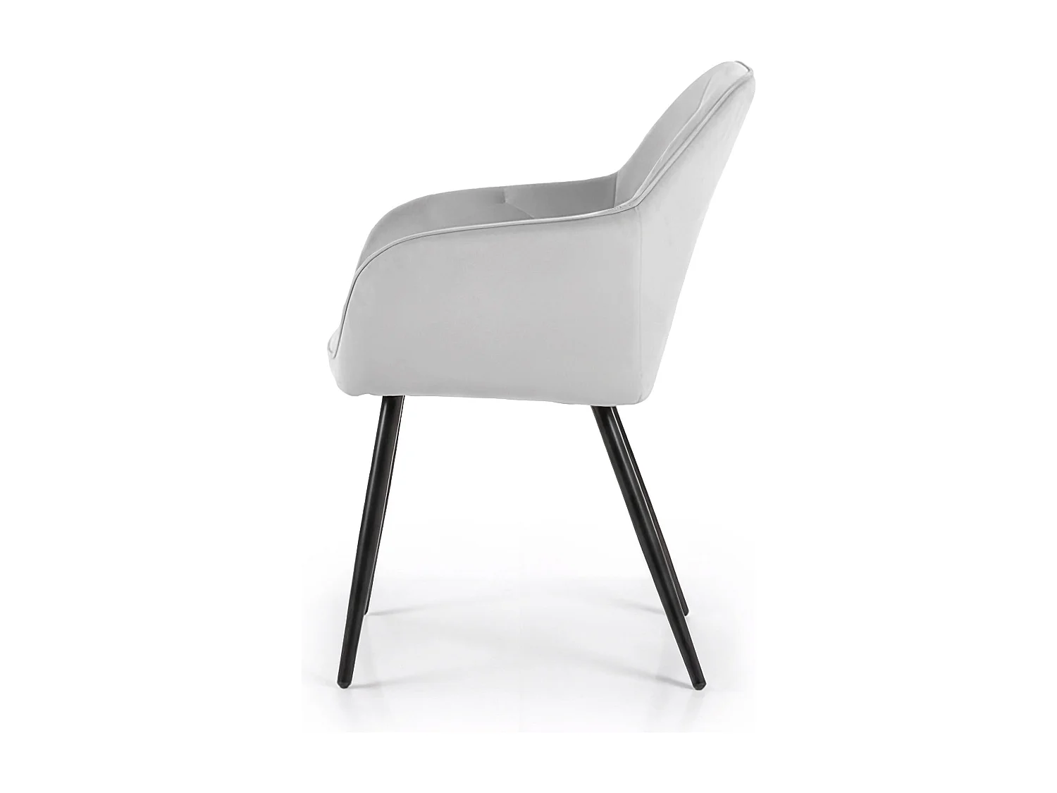 Lot de 2 Chaises en velours matelassées DIAMANTE Gris pieds noirs