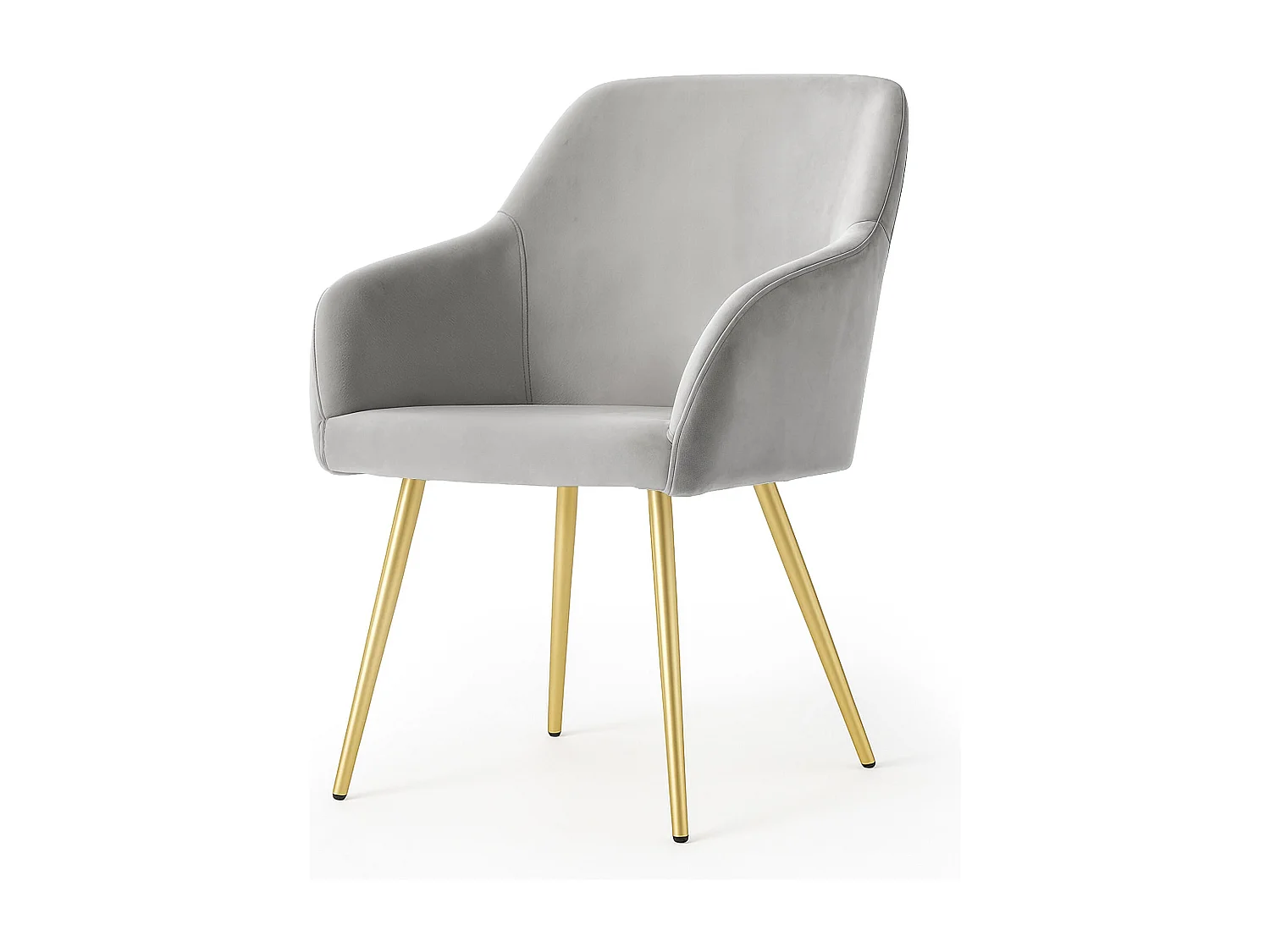 Lot de 2 Chaises en velours lisses ESTELLE Gris pieds dorés