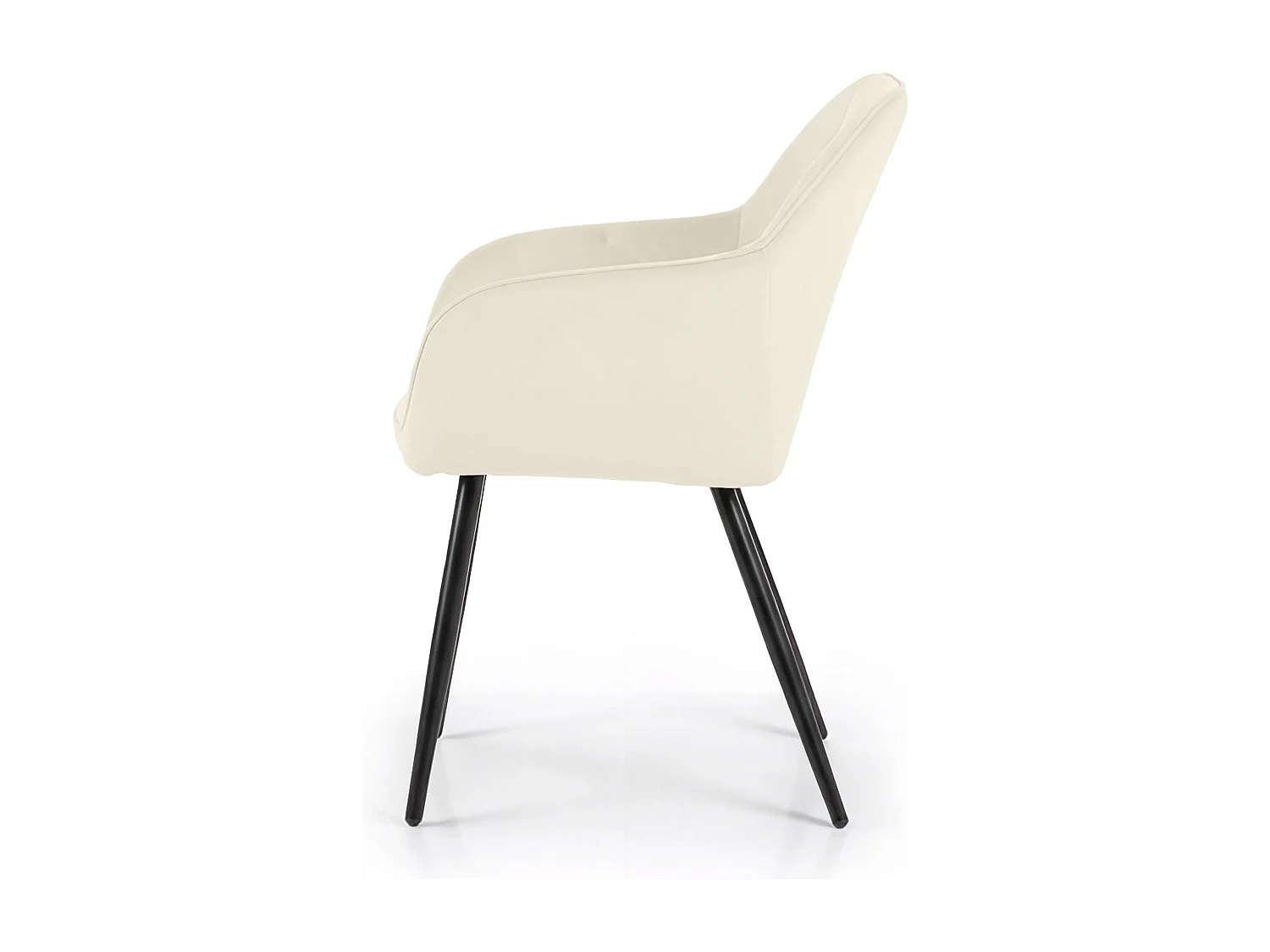 Lot de 2 Chaises en velours matelassées DIAMANTE Crème pieds noirs