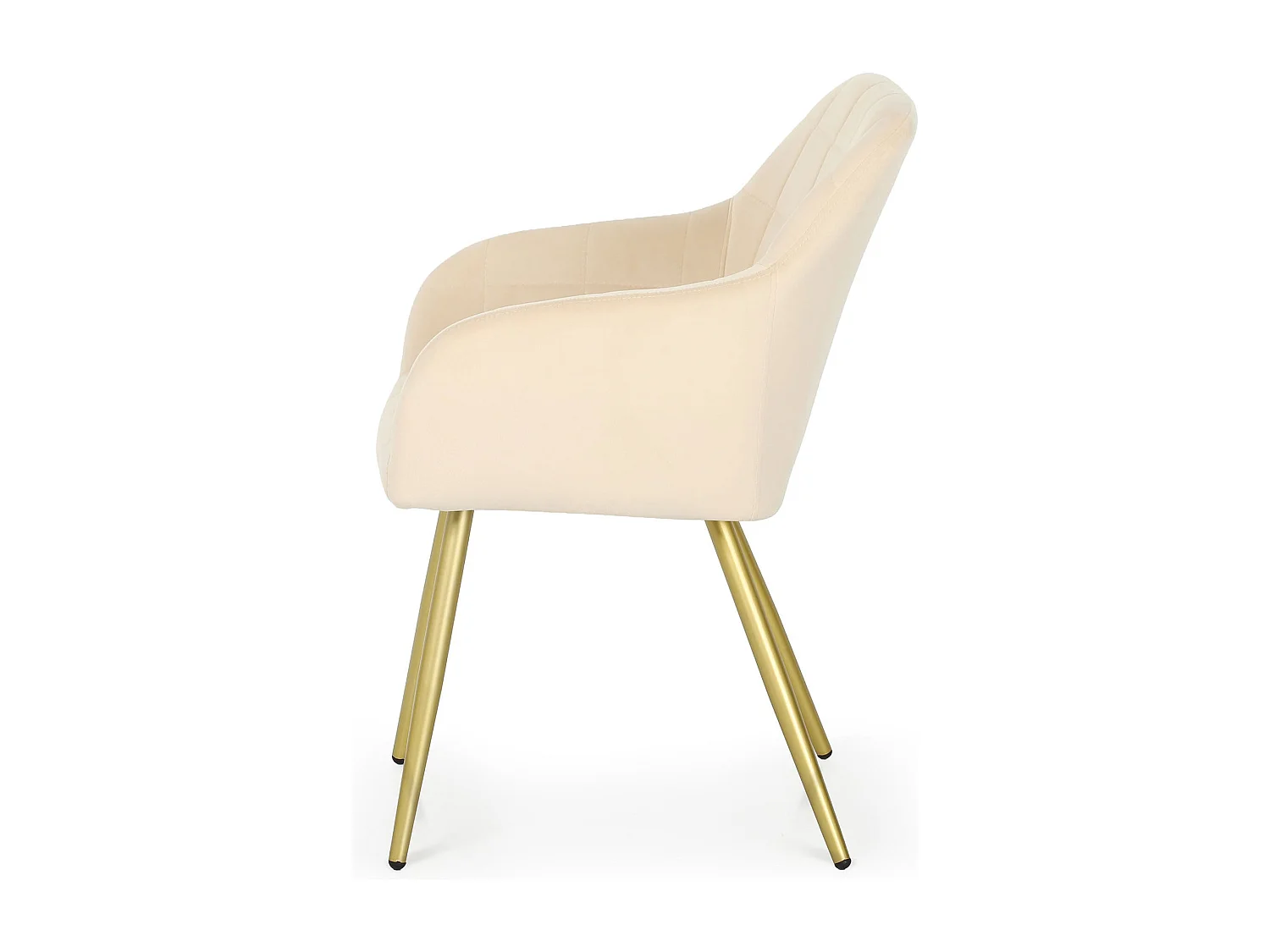 Lot de 2 Chaises rembourrées à surpiqûres carrées LUXANO Beige pieds dorés