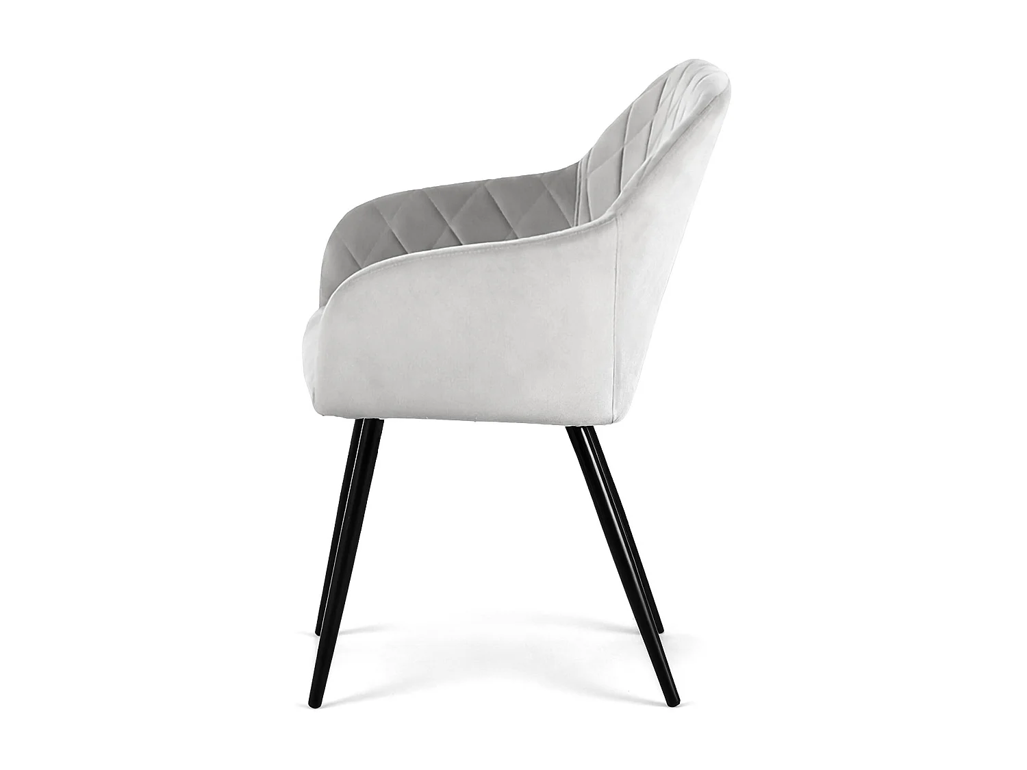 Lot de 2 Chaises en velours matelassées en losanges VELTO Gris pieds noirs