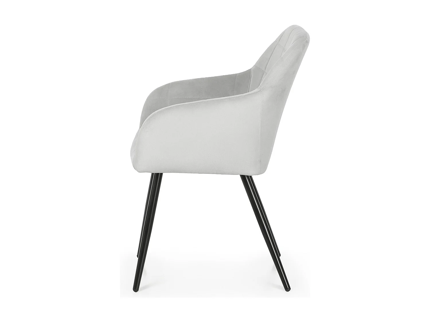 Lot de 2 Chaises rembourrées à surpiqûres carrées LUXANO Gris pieds noirs